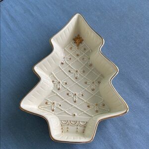 Baum Bros Formalities Gold and Cream Christmas Tree Dish